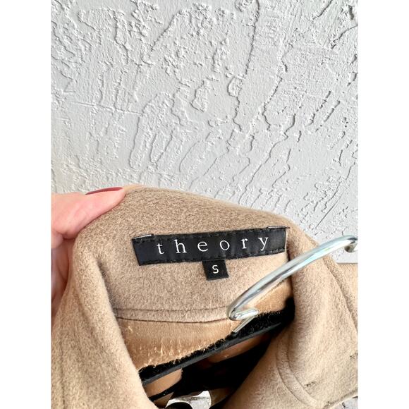 Theory Wool Blend Long Sleeve Double Breasted Pea Coat Jacket Brown Womens S - Picture 8 of 9